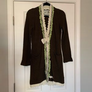 Anthropologie Brown and Cream Cardigan Sweater